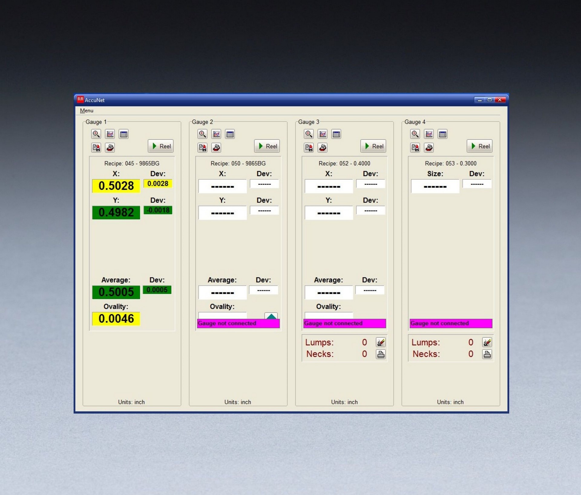 Software to Monitor up to 4 Laser Gauges